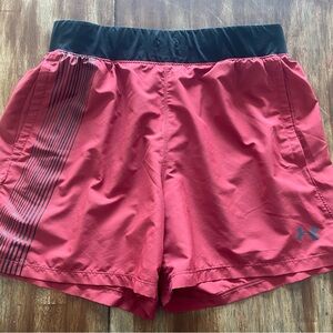 Under Armour Red Shorts with Black Accents